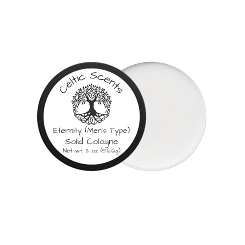 Solid Cologne 2 oz Handmade, Natural Beeswax and Coconut Oil Blend, Black Travel Tin (Eternity (Men's Type))