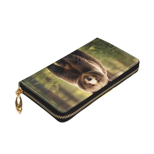 Portefeuille en cuir RFID Bear Wallpapers2 pour homme et femme