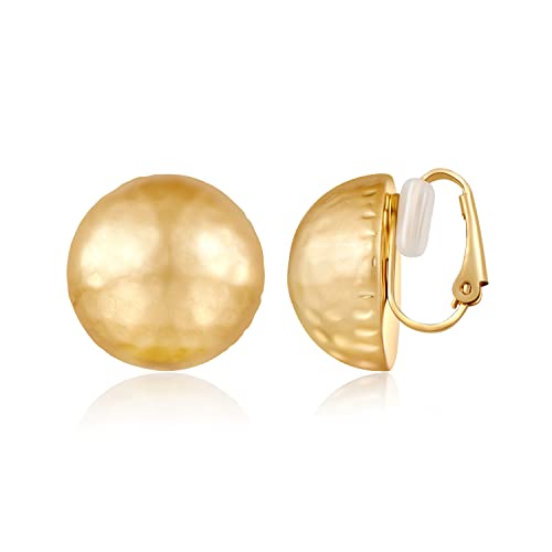 Pendientes Clip On Dorados Redondos para Mujer