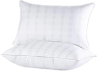 TENSWALLXCJC Bed Sleeping Pillows 2 Pack: Soft Hotel Silent Pillows Firm Support, Dust Mite Resistant and Machine Washable, Bounce, for Neck Shoulder Pain Allergy Sufferers, White, Standard (4GZ6)