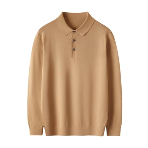 Men’S Wool Thin Turn-Down Collar Long Sleeve Knitted Pullover Sweater Breathable for Business Casual Wear3