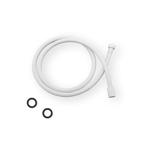 PVC Shower Hose 59 Inches Shower Hose Extra Long Used In Showerheads Spray Bidet Bathing Toilet Cleaning Pet Flexible Showerhead Hoses Replacement Chorme Showerhose For Rv Bidet Hoses(White, 59 In)