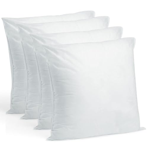 Hometex Throw Pillow Insert 15" x 15" Polyester Filled Standard Cover (4 Pack)