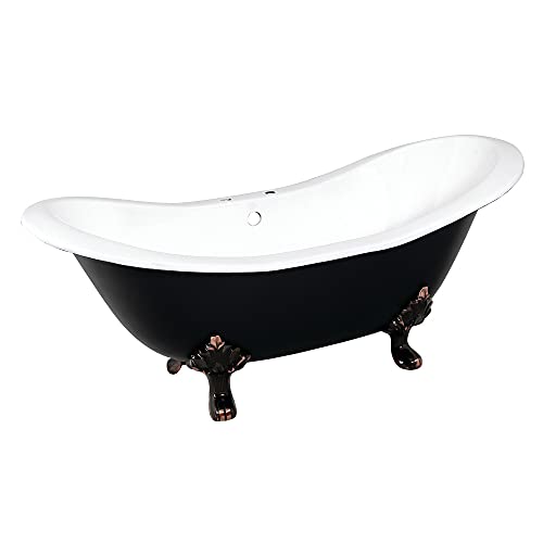 Kingston Brass VBT7D7231NC5 Aqua Eden Clawfoot Tub, Black/White/Oil Rubbed Bronze