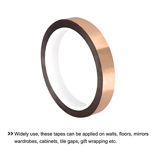 Image of MECCANIXITY Metalized Polyester Film Tape,0.7inch x 54.6yds. Adhesive Mirror Finish Decor Tape for Detailing Accent Wall,Graphic Arts,Wardrobe Crafts Tape 50m x 18mm,Rose Gold Tone
