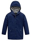 wantdo Boys & Girls Rain Jacket Waterproof Breathable Rain Coat Hooded Windbreaker Navy 14-16