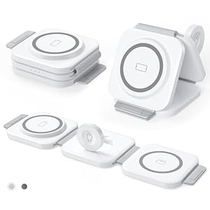 3 in 1 Wireless Charging Station for Apple MagSafe Charger, Foldable Magnetic Travel Charger for Multiple Devices iPhone 15 14 13 12 Series Apple Watch AirPods Pro