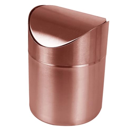 Holibanna Cubo De Basura De Acero Inoxidable Papelera De Escritorio Pequeña De Para Oficina Cocina Baño Papelera Tapa