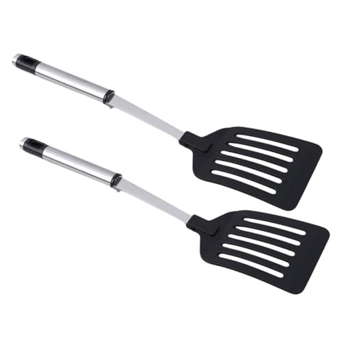 Unomor 2pcs Stainless Steel Slotted Spatula Non-stick Pan Kitchen Utensils for Flipping Eggs Pancakes Vegetables Cooking Tools for