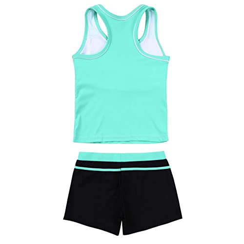 TTAO Kids Girls Swimsuit 2PCS Tankini Summer Bathing Suit Crop Tank Tops with Boyshorts Outfit Activewear Sets2