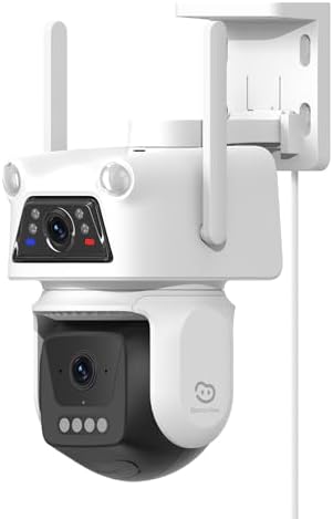 Beans View Überwachungskamera Aussen WLAN 2K+2K (6MP) Dual Objektiv - 360° PTZ Außenkamera mit Bewegungsmelder IA, Auto-Tracking, Farb-Nachtsicht, Sirene, SD Slot 512GB (D320)