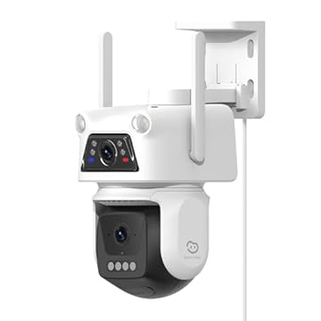 Beans View 3K+3K (5MP+5MP) Telecamera di Sorveglianza Esterno a Doppio Obiettivo, Wi-Fi 2,4 GHz, Sicurezza a 360°, Tracciamento Auto, Rilevamento di Persone/Veicoli, Visione Notturna a Colori (D320)