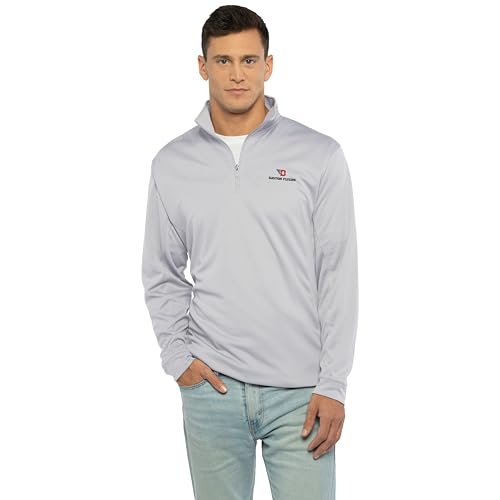 Vantage Apparel Men's Collegiate Micro Mesh Performance Gray 1/4 Zip Pullover, Dayton Flyers, Gray, X-Large