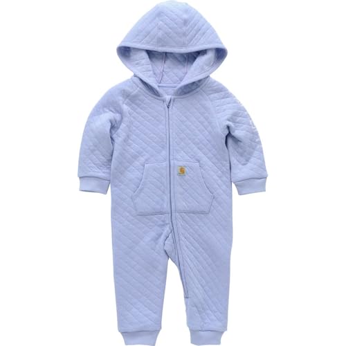 Image of Carhartt baby-girls Baby Girls Long-sleeve Hooded Zip-up Footless Jumpsuit One-piece Hoodie