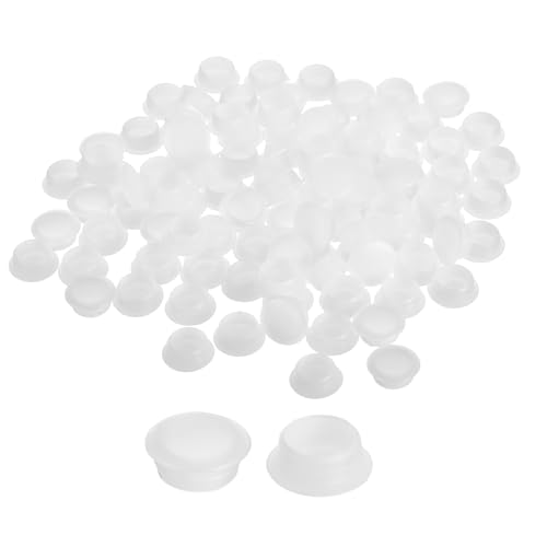Image of uxcell 250Pcs Screw Hole Plugs, 12mm(15 /32 inch) Dia Plastic Snap in Locking Hole Covers Flush Type Caps for Furniture Cabinet Cupboard, Clear