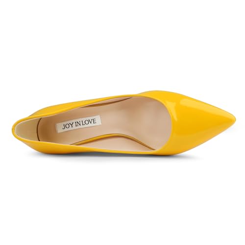 Image of JOY IN LOVE Women's Pointed Toe Chunky Block Heel Pumps | 2.5 inch Block Heels, Comfortable Dress Shoes, Ideal for Office Work, Formal Events, Party and Wedding