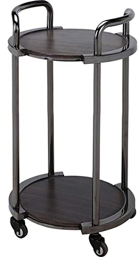 PLMNBQWE Carrito de Servicio de Bar de Lujo para hoteles y restaurantes Carrito de té con Ruedas con Bandeja de Acero Inoxidable y Madera de 3 Niveles Solución de Almacenamiento móvil f