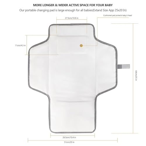 Cambiador portátil plegable e impermeable con almohada integrada para bebés 4
