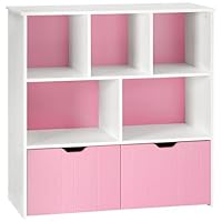HOOBRO Toy Storage Organizer, Toy Organizers and Storage with 2 Movable Drawers and 5 Cubbies, Toy Chest Shelf for Books or Dolls, Kids Bookshelf and Toy Storage for Playroom