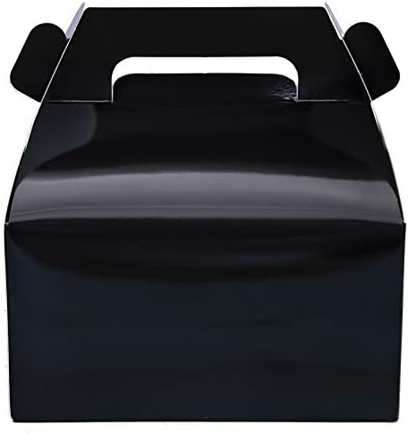 ONE MORE 25-Pack Gable Candy Treat Boxes,Small Black Goodie Gift Boxes for Halloween and Birthday Party Favors Box 6.2 x 3.5 x 3.5 inch