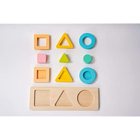 Montessori Geometric Wooden Puzzle, Toys for 1 year old, 3 Layer Wooden Puzzle for early Education, Toy for Toddler, Shape & Color Sorter Cover