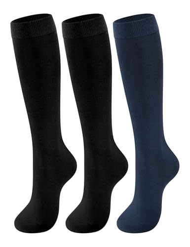 [CLOSEMATE] ハイソックス レディース 靴下 吸汗速乾 22-25cm コーマ綿 通気防臭 ひざ下ソックス 可愛い 美脚 昼夜兼用 通勤通学 cosplay 学生 制服用