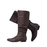 DREAM PAIRS Women's Wide Calf Knee High Boots, Side Zipper, Warm Faux Fur Lining, Stylish Slouchy Design, Versatile for Fall and Winter, Size 10,Wide/Calf/Brown,BLVD-W