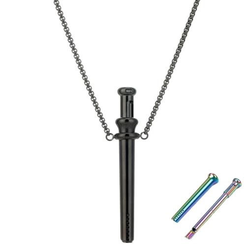 AIOUJI Scoop Necklace, Portable Anixiety Breathing Spoon Pendant Necklace with Tea Spoon(Black)