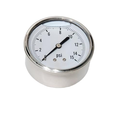 Manomètre 0-15 PSI résout l'aiguille instable grâce au boîtier inox rempli de liquide