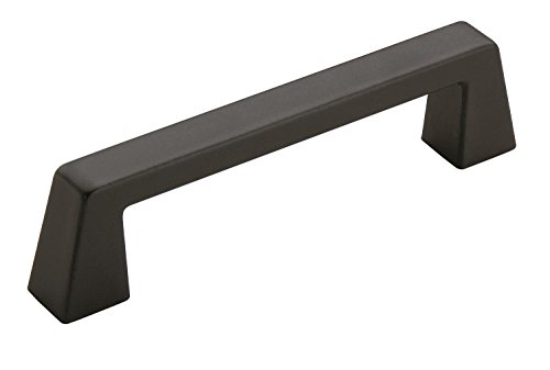 Image of Amerock | Cabinet Pull | Black Bronze | 3-3 /4 inch (96 mm) Center to Center | Blackrock | 1 Pack | Drawer Pull | Drawer Handle | Cabinet Hardware