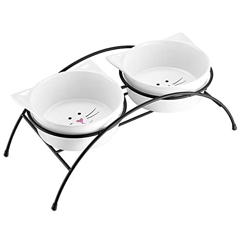 Y Yhy Cat Bowls Elevated,Raised Cat Food And Water Bowl Set, Large Pet Dishes For Adult Cats Or Medium Dogs, Ceramic Cute Cat Dishes,19 Ounces,Dishwasher Safe… #TOP12