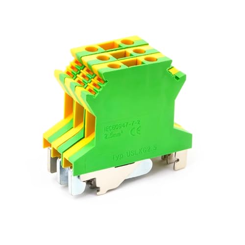 Bloque de terminales USLKG-2.5N para cable eléctrico, conector de tierra PE para riel DIN, 10 uds