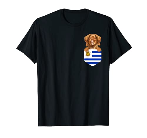 Uruguay Flag Duck Tolling Retrievers Dog In Pocket T-Shirt, Black
