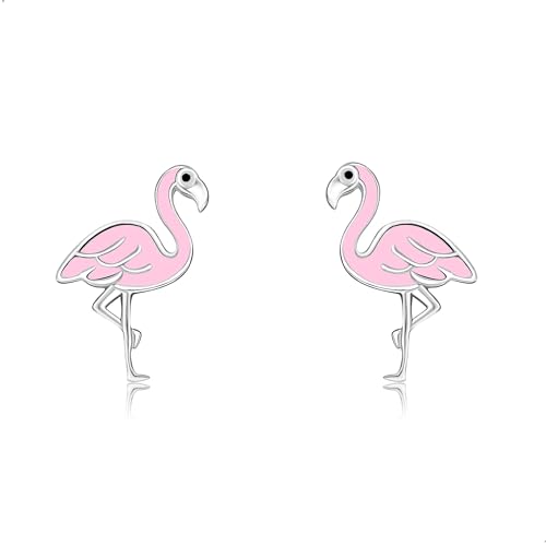 Image of Animal Stud Earrings 925 Sterling Silver Elephant /Unicorn /Chicken /Flamingo /Highland Cow /Hummingbird Earrings Animal Jewelry Gifts for Women