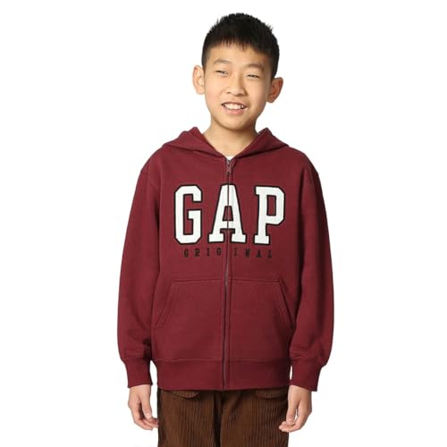 GAP Boys' Logo Hoodie Hooded Full Zip Sweatshirt, Dark Brown, Medium by GAP - Used condition - US$33.87