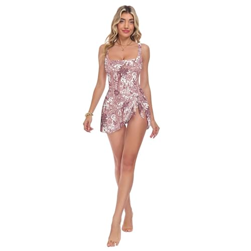 Maillot de bain une pièce effet minceur motif rose jungle léopard