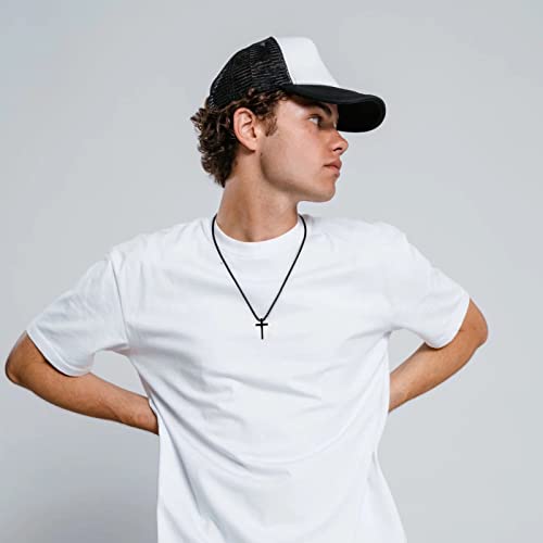 IEFLIFE Cross Necklaces Gifts for Men, Silver/Gold/Black Cross Necklace Box Chain Necklace for Men, Fathers Day Christmas Religious Christian Gift for Dad Son Grandpa Boyfriend Husband2