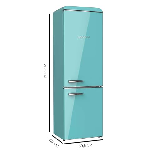 Cecotec Frigorífico Retro Combi 300 L Bolero CoolMarket Combi Origin 300 Green E. Altura 191,5cm y 60 Ancho, Control de Temperatura, Tirador Cromado y Bandejas de Cristal, Verde - imagen 2