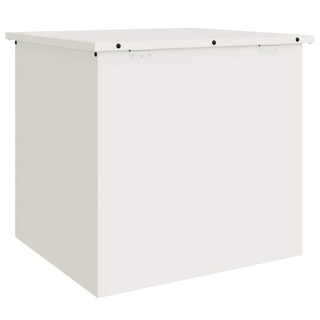 Cassa Stoccaggio Esterno Acciaio Bianco 55x50,5x50 cm | Coperchio A Gas, Resistente Intemperie, Design Industriale, Per Giardino Terrazza