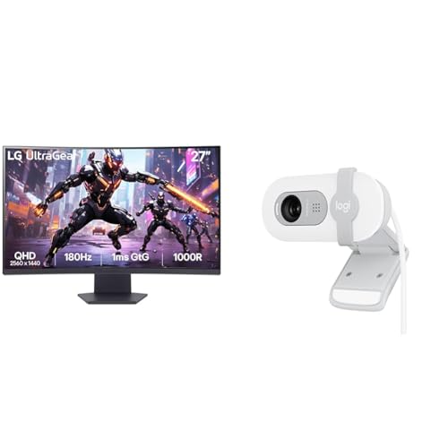Image of LG 27GS60QC-B Ultragear Curved Gaming Monitor, 27-Inch QHD (2560x1440), 180Hz 1ms 1000R AMD FreeSync HDR10, HDMI x 2 DisplayPort Borderless Design + Logitech Brio 100 Full HD 1080P Webcam