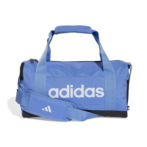 adidas Unisex Adulto Essentials Linear Duffel Bag, Blue Fusion/Black/White, XS