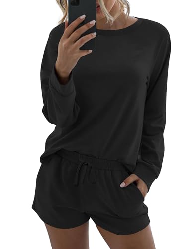 Ekouaer Womens Pajama Sets 2 Piece Lounge Set Casual Long Sleeve Loungewear Matching Sleepwear