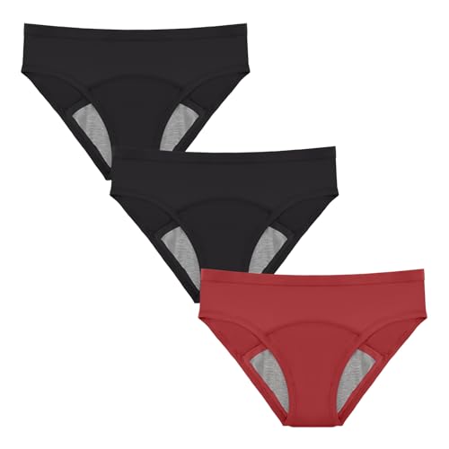 Carer Pack de 3 Bragas Menstruales para Flujo Abundante Absorción de 60 ml – Ropa Interior de Algodón Lavable Almohadilla Absorbente Especial para Uso Diario Braguita de Incontinencia para Mujer S