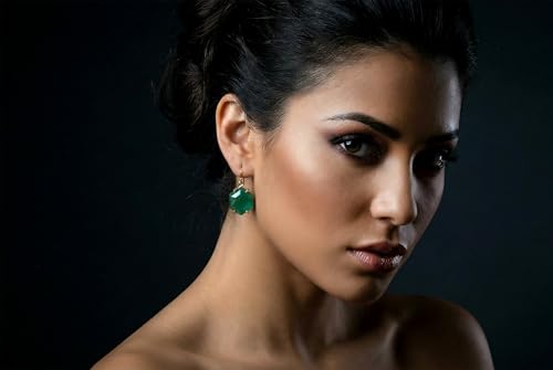 Boucles d'oreilles onyx hypoallergéniques mode géométrique - 4