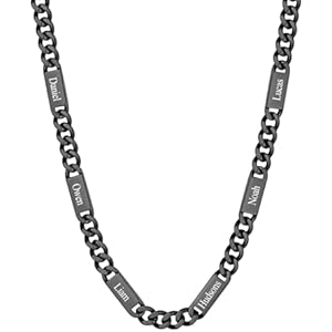 Custom4U Personalized Stainless Steel Cuban Link Chain for Men Women, 5mm/7mm/9mm Width Engraving 1-6 Names Cuban Chain Necklace, Steel/14K Gold Plated/Black Fathers Day Gift Hip Hop Jewelry