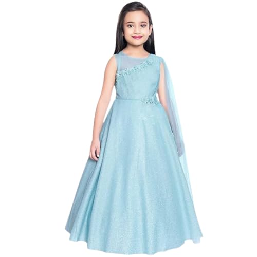 Vestido largo de fiesta para niñas/vestido de fiesta de longitud completa/vestido maxi ajustado y acampanado para niña, Firozi, 13 Years-14 Years