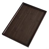 Bandeja de madera para servir cocina, cenas, fiestas, servicio de té, bar, servir alimentos, pan, frutas, pasteles, aceitunas, sushi, postres, centro de mesa (38 x 25 x 2 cm)
