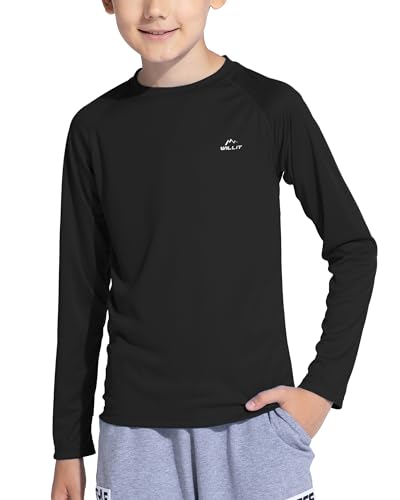 image for Willit Boy's UPF 50+ Sun Protection Shirt Long Sleeve Rash Guard Swim 