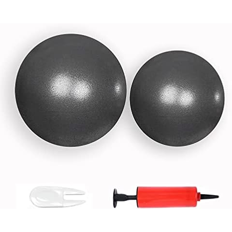 JUFANGFIN 2 Pcs Pilates Exercise Ball Mini 6 Inch Yoga Ball with Pump,Small Barre for Workout Fitness Balance Physical Therapy for Home (Black, 6 Inch+9 Inch) Cover