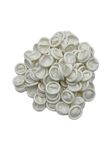 Disposable Latex Finger Cots, White, Protective Fingertips, 100 Count (Black)